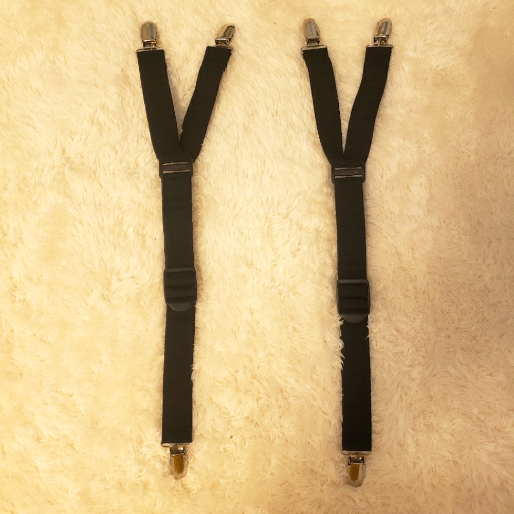 Black stretch suspenders, OS